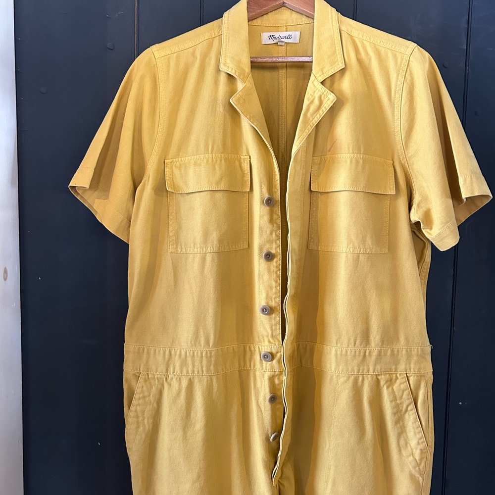 Madewell Mustard Yellow Short-Sleeve Jumpsuit